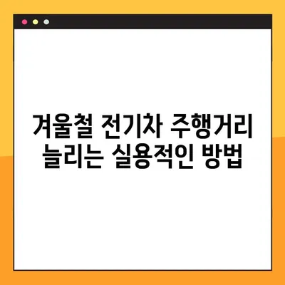겨울철 전기차 주행거리 극대화! 배터리 관리 5가지 팁 | 효율적인 전기차 운행