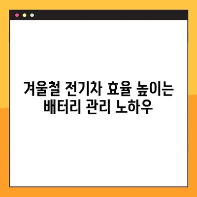 겨울철 전기차 주행거리 극대화! 배터리 관리 5가지 팁 | 효율적인 전기차 운행