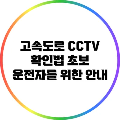 고속도로 CCTV 확인법: 초보 운전자를 위한 안내