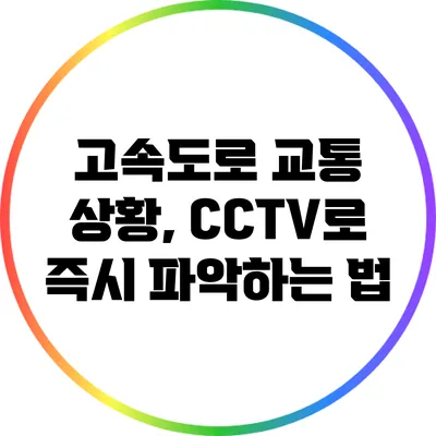고속도로 교통 상황, CCTV로 즉시 파악하는 법