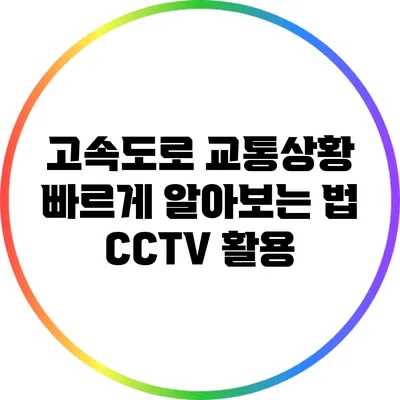고속도로 교통상황 빠르게 알아보는 법: CCTV 활용