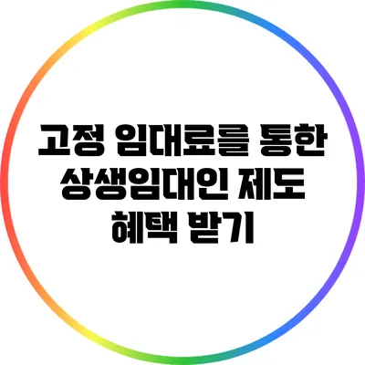 고정 임대료를 통한 상생임대인 제도 혜택 받기