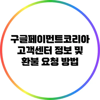 구글페이먼트코리아 고객센터 정보 및 환불 요청 방법