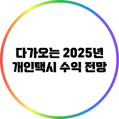 다가오는 2025년 개인택시 수익 전망