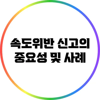 속도위반 신고의 중요성 및 사례