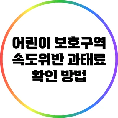어린이 보호구역 속도위반 과태료 확인 방법