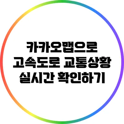 카카오맵으로 고속도로 교통상황 실시간 확인하기