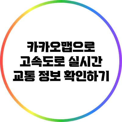 카카오맵으로 고속도로 실시간 교통 정보 확인하기