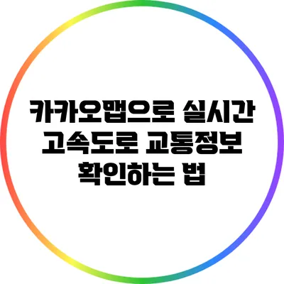 카카오맵으로 실시간 고속도로 교통정보 확인하는 법