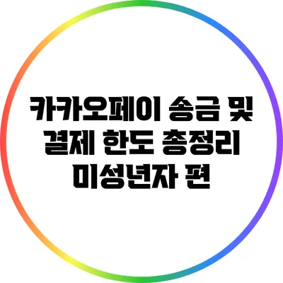 카카오페이 송금 및 결제 한도 총정리: 미성년자 편