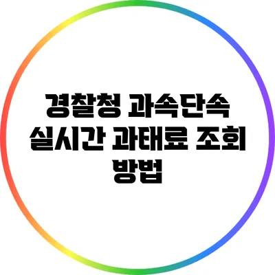 경찰청 과속단속: 실시간 과태료 조회 방법