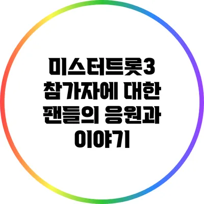미스터트롯3 참가자에 대한 팬들의 응원과 이야기