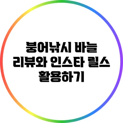 붕어낚시 바늘 리뷰와 인스타 릴스 활용하기