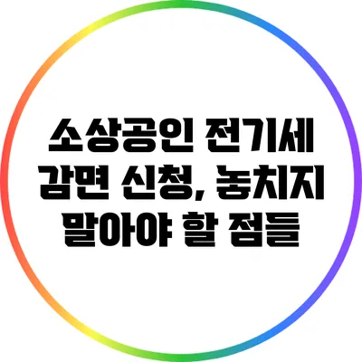 소상공인 전기세 감면 신청, 놓치지 말아야 할 점들