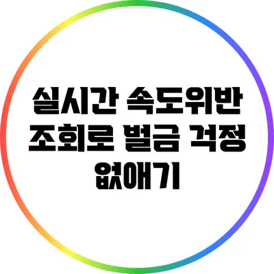 실시간 속도위반 조회로 벌금 걱정 없애기