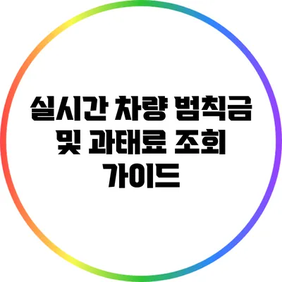 실시간 차량 범칙금 및 과태료 조회 가이드