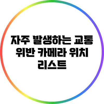 자주 발생하는 교통 위반 카메라 위치 리스트