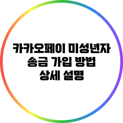 카카오페이 미성년자 송금 가입 방법 상세 설명