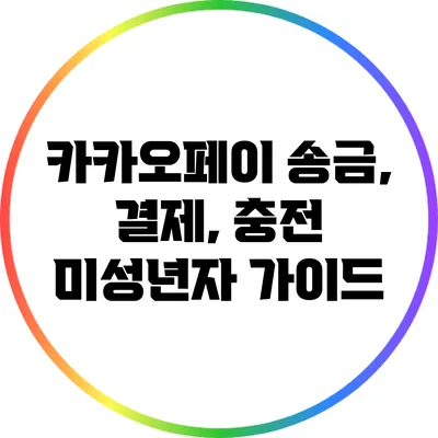 카카오페이 송금, 결제, 충전: 미성년자 가이드
