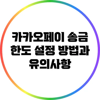 카카오페이 송금 한도 설정 방법과 유의사항