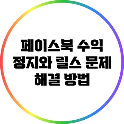 페이스북 수익 정지와 릴스 문제 해결 방법