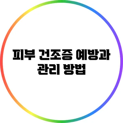 피부 건조증 예방과 관리 방법
