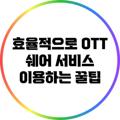 효율적으로 OTT 쉐어 서비스 이용하는 꿀팁