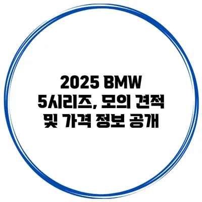 2025 BMW 5시리즈, 모의 견적 및 가격 정보 공개