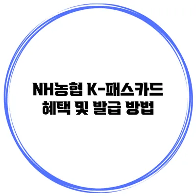 NH농협 K-패스카드 혜택 및 발급 방법
