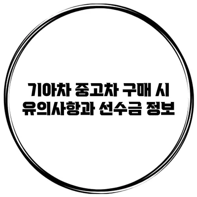 기아차 중고차 구매 시 유의사항과 선수금 정보