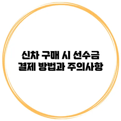 신차 구매 시 선수금 결제 방법과 주의사항