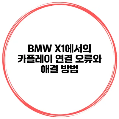 BMW X1에서의 카플레이 연결 오류와 해결 방법