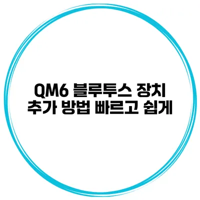 QM6 블루투스 장치 추가 방법 빠르고 쉽게