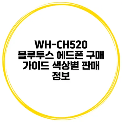 WH-CH520 블루투스 헤드폰 구매 가이드 색상별 판매 정보