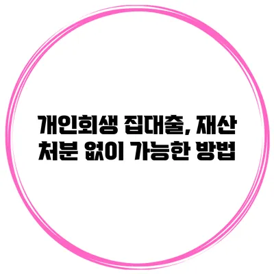 개인회생 집대출, 재산 처분 없이 가능한 방법