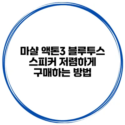 마샬 액톤3 블루투스 스피커 저렴하게 구매하는 방법