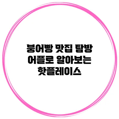 붕어빵 맛집 탐방 어플로 알아보는 핫플레이스