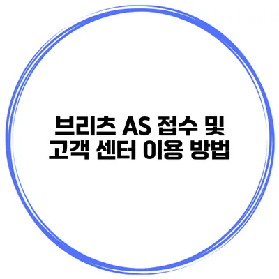 브리츠 AS 접수 및 고객 센터 이용 방법