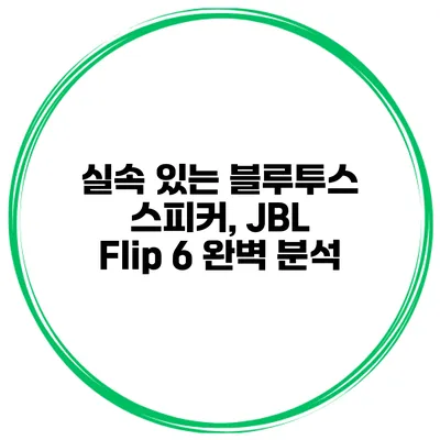 실속 있는 블루투스 스피커, JBL Flip 6 완벽 분석
