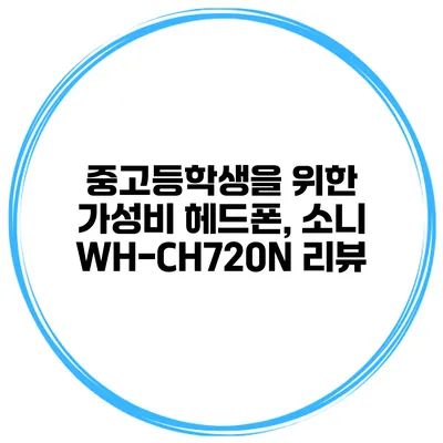 중고등학생을 위한 가성비 헤드폰, 소니 WH-CH720N 리뷰