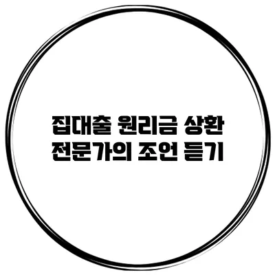 집대출 원리금 상환 전문가의 조언 듣기