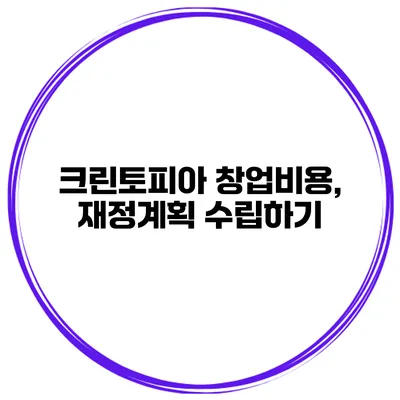 크린토피아 창업비용, 재정계획 수립하기