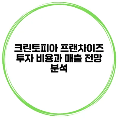 크린토피아 프랜차이즈 투자 비용과 매출 전망 분석